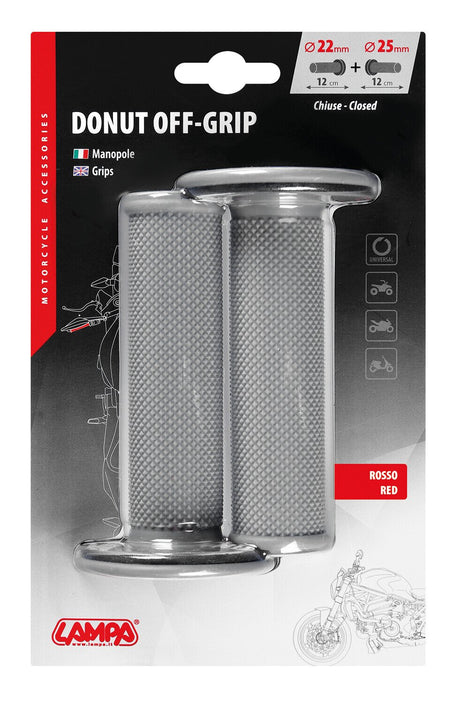 Lampa Donut Off-Road Grips, manopole universali - Grigio - Rosso 90575