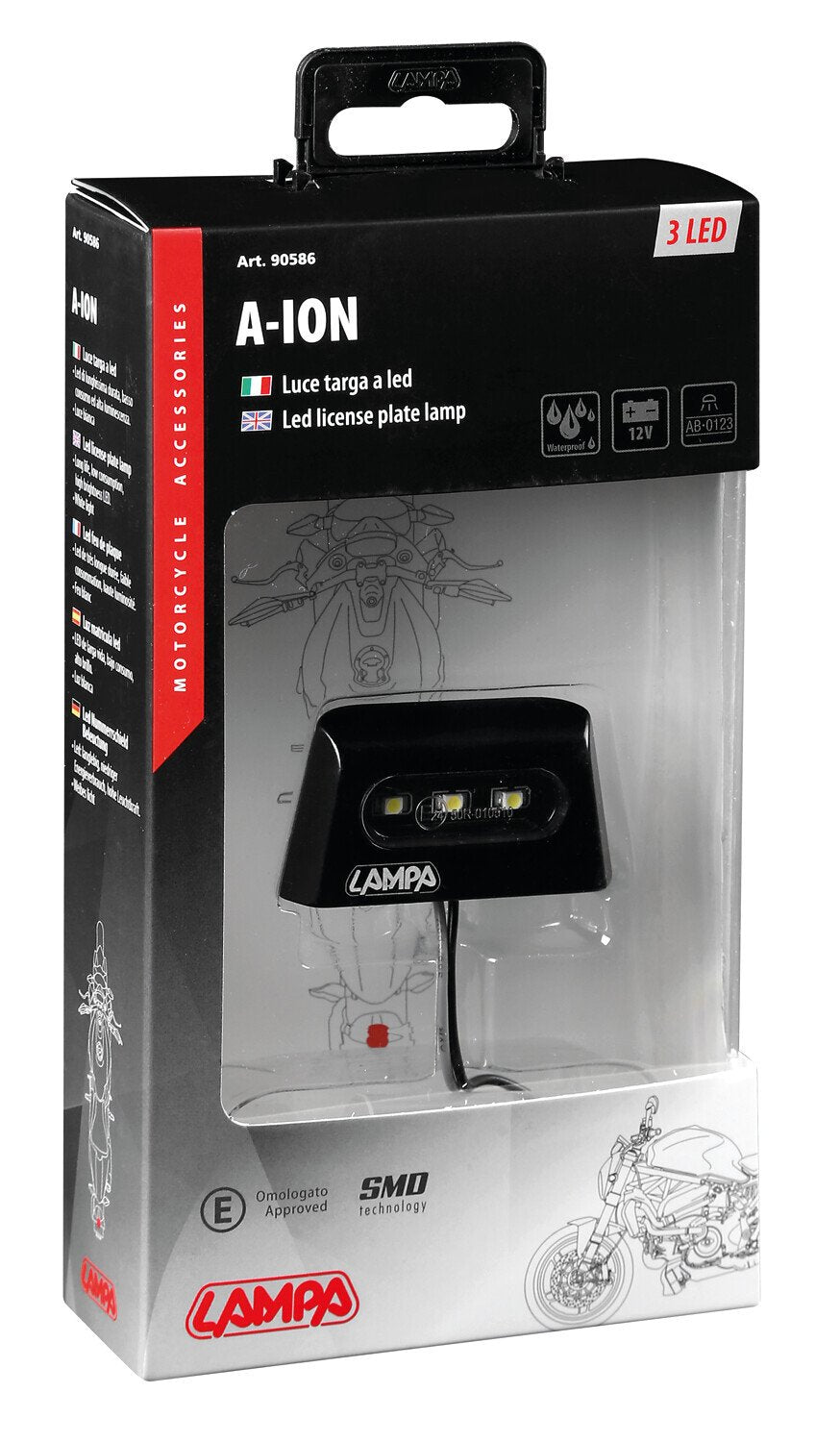 Lampa A-ion, luce targa a 3 Led Smd, 12V 90586