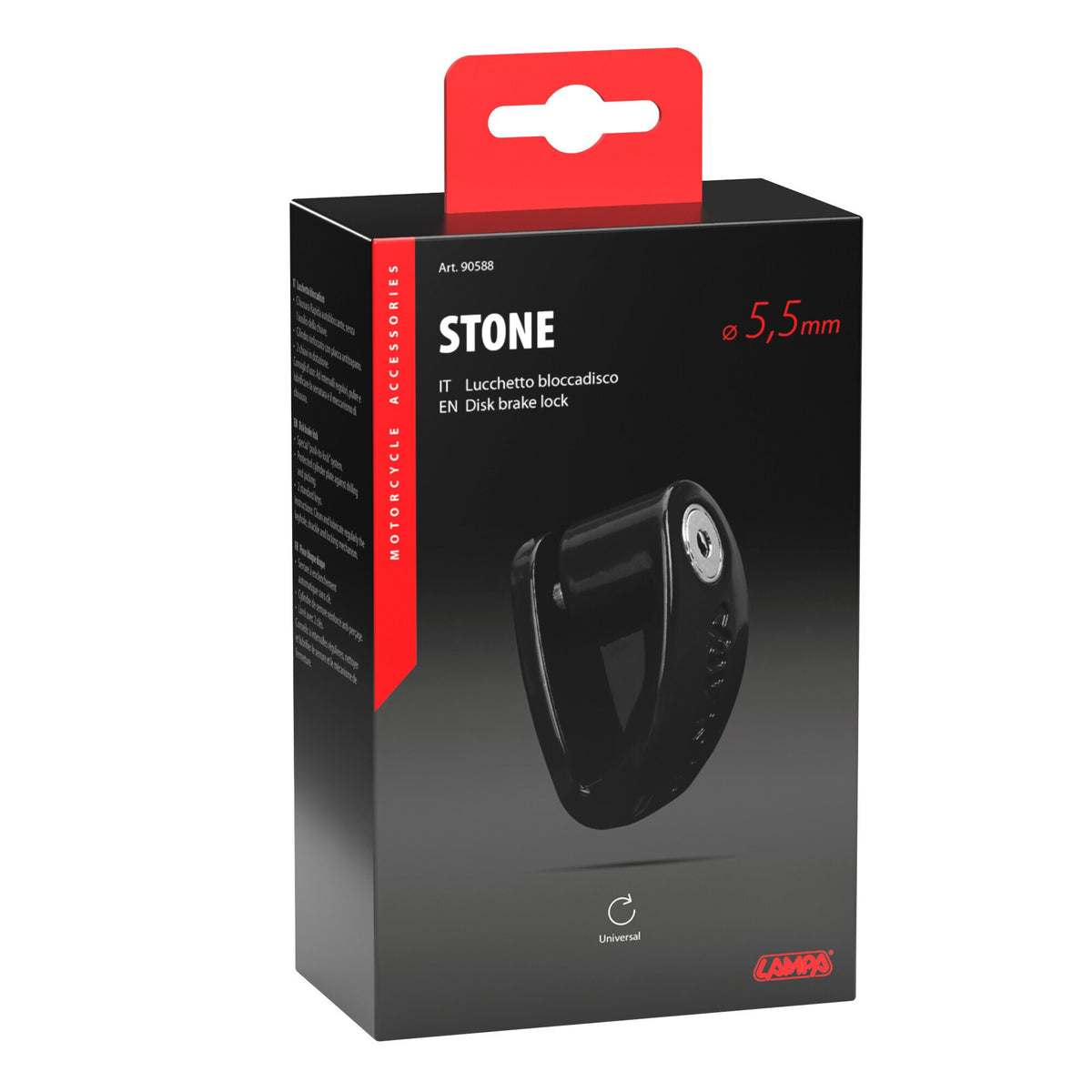 Lampa Stone Lucchetto Bloccadisco Moto Perno Ø 5,5 mm - Nero