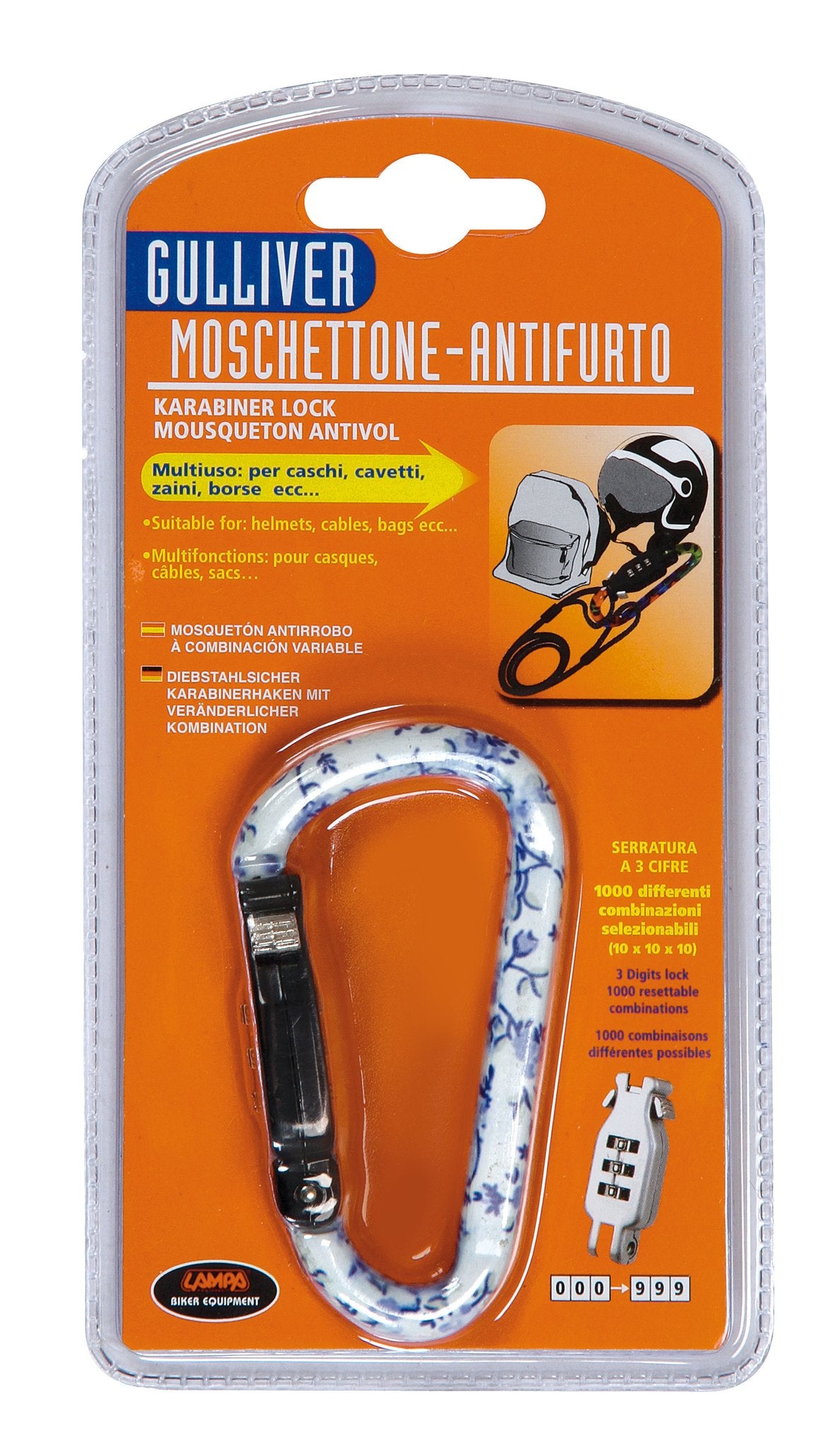 Lampa Gulliver Moschettone Antifurto con Lucchetto a Combinazione - Floral
