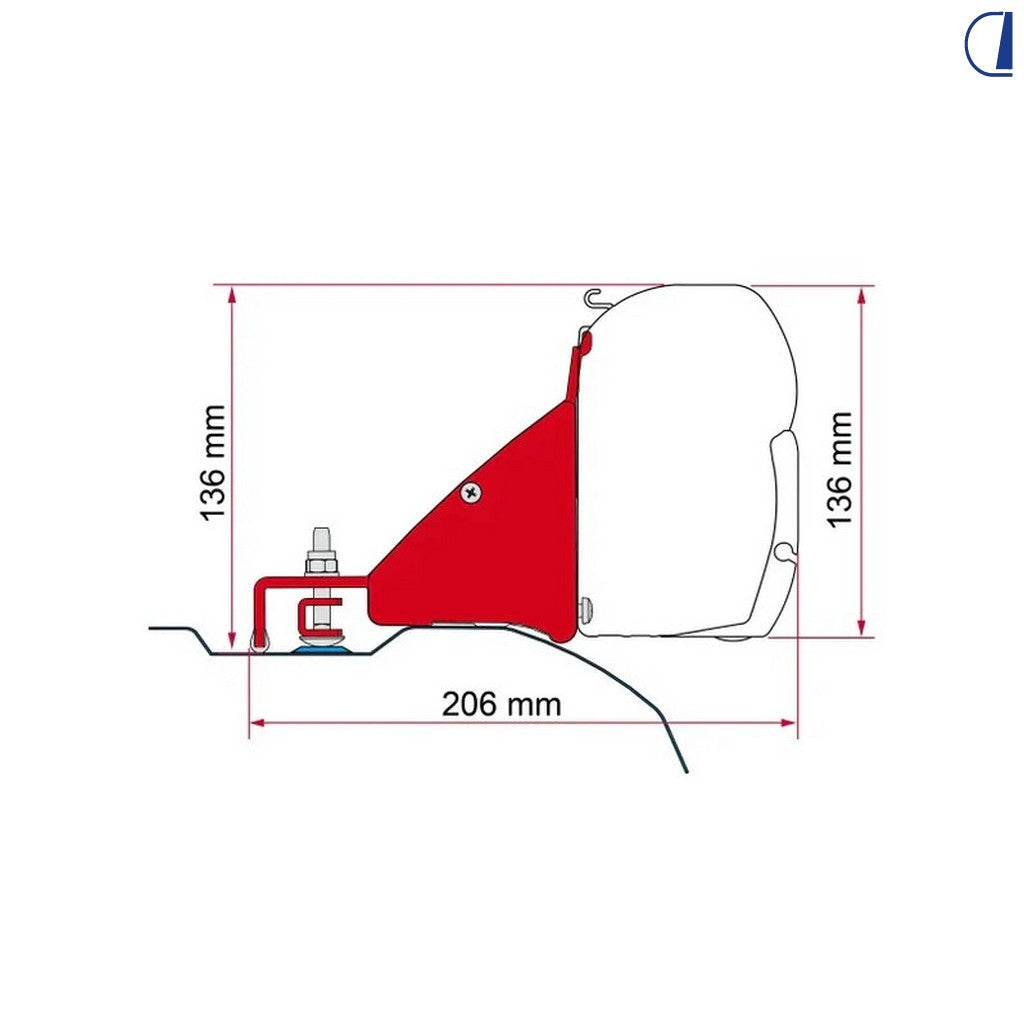 Fiamma Kit 3 staffe 12 cm per tendalino F45S 375 cm – Fiat Ducato L3H2 >2006