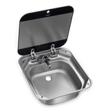 Fregadero rectangular Dometic SNG 4237 para autocaravanas y caravanas con tapa de cristal de 420 x 370 mm 9102305034