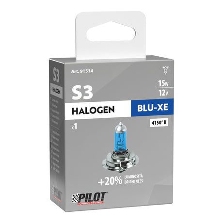 Lampa 12V Lampada alogena Blu-Xe - S3 - 15W - P26s - 1 pz - D/Blister 91514