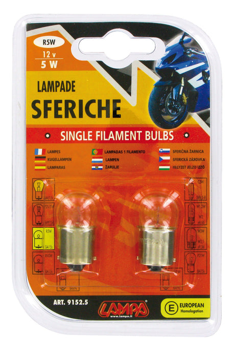 Lampa 12V Lampada sferica - R5W - 5W - BA15s - 2 pz - D/Blister 1525 91525