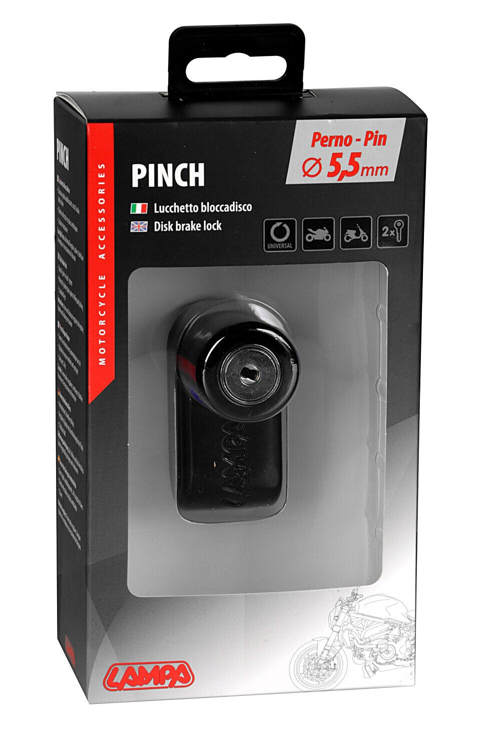 Lampa Pinch, lucchetto bloccadisco - Perno diametro 5,5 mm - Nero 91563