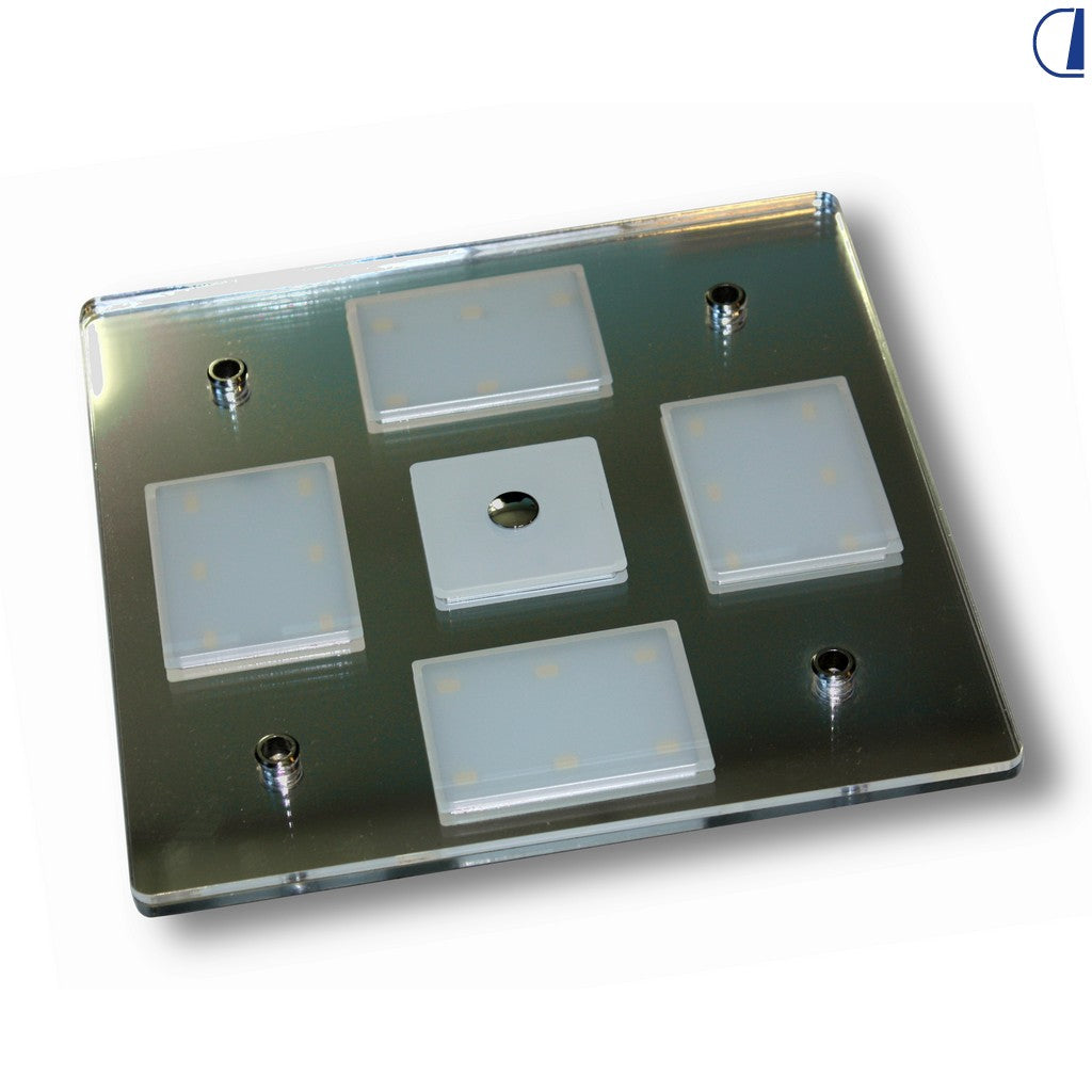 Plafoniera LED quadrata da incasso con luce notturna blu e funzione Memory