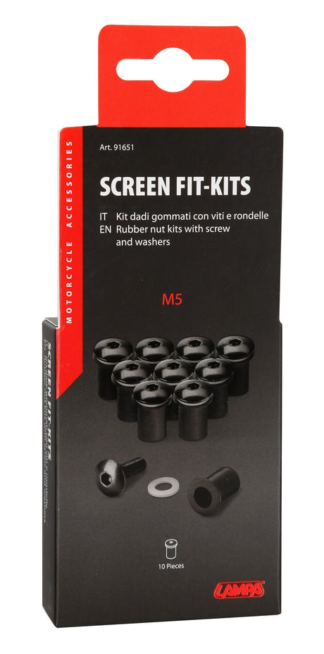 Lampa Screen Fit-Kits, kit dadi gommati con viti e rondelle (5 MA) - 10 pz - Nero 91651