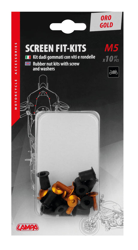 Lampa Screen Fit-Kits, kit dadi gommati con viti e rondelle (5 MA) - 10 pz - Oro 91652