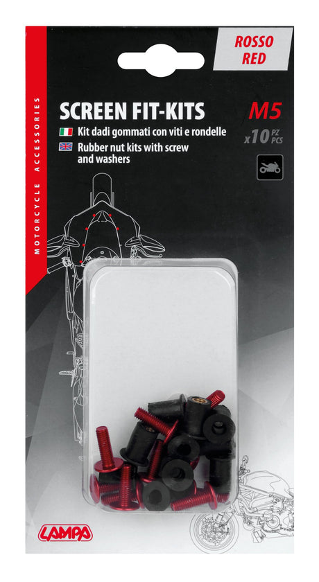 Lampa Screen Fit-Kits, kit dadi gommati con viti e rondelle (5 MA) - 10 pz - Rosso 91653