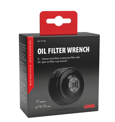 Lampa Chiave svita filtro a tazza per filtro olio per filtro  74-76 mm con 15 lati 91746