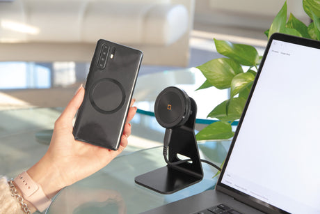 Optiline Mag Wireless Stand, Porta telefono magnetico da casa/ufficio con ricarica wireless