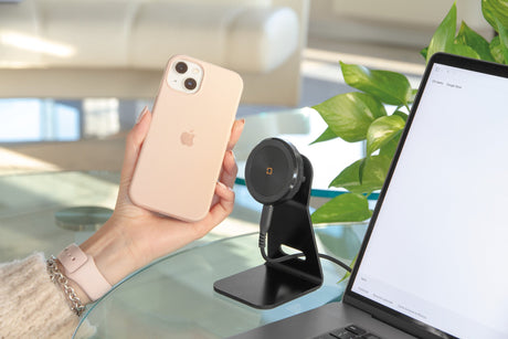 Optiline Mag Wireless Stand, Porta telefono magnetico da casa/ufficio con ricarica wireless