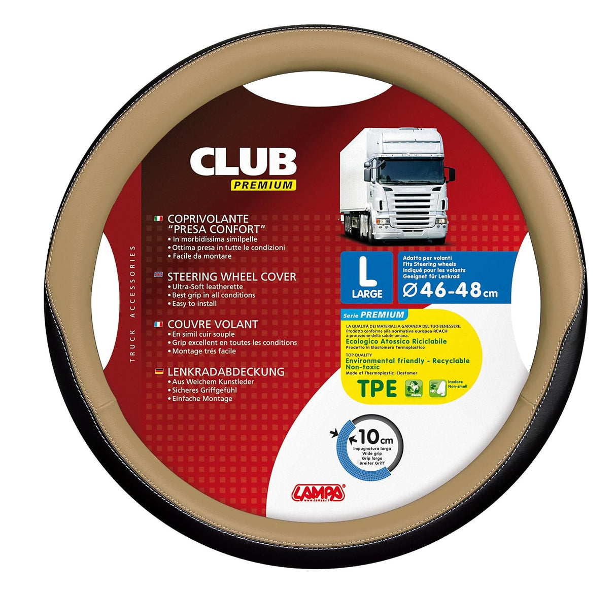 Lampa Club, Funda para volante Skeentex - L - 46/48 cm - Beige 98915