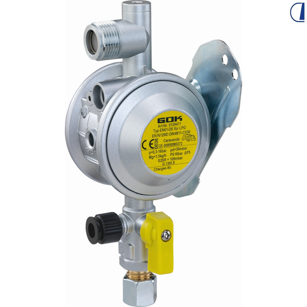 GOK Regolatore gas Caramatic BasicOne 30 mbar 1,5 kg/h con rubinetto M20x1,5
