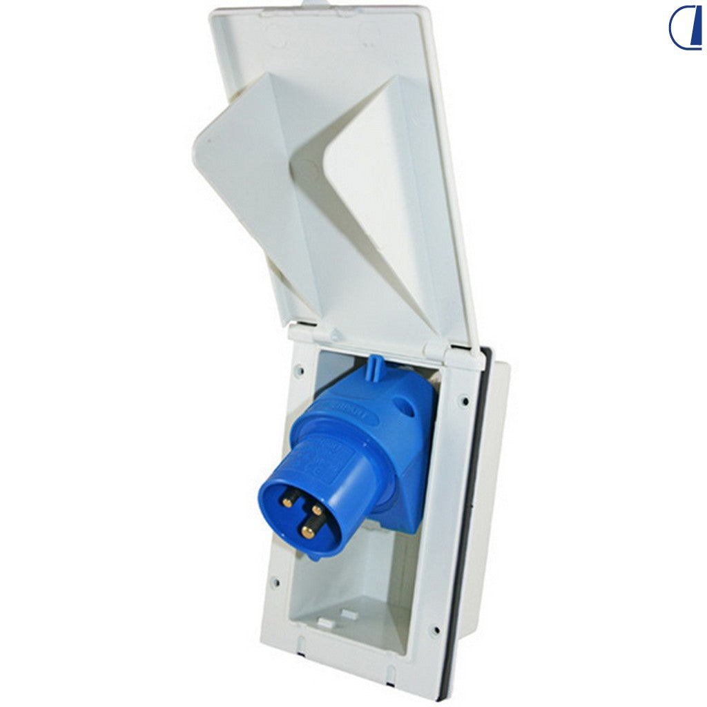 Di-Tec Scatola presa CEE da incasso rettangolare 230V ABS bianca