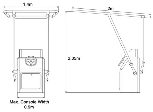 Oceansouth Heavy Duty profesional T-Top 200x140 - hasta consola de 90 cm