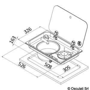 Osculati 50.714.02 Single Burner Hob with Left Sink and Mixer Tap