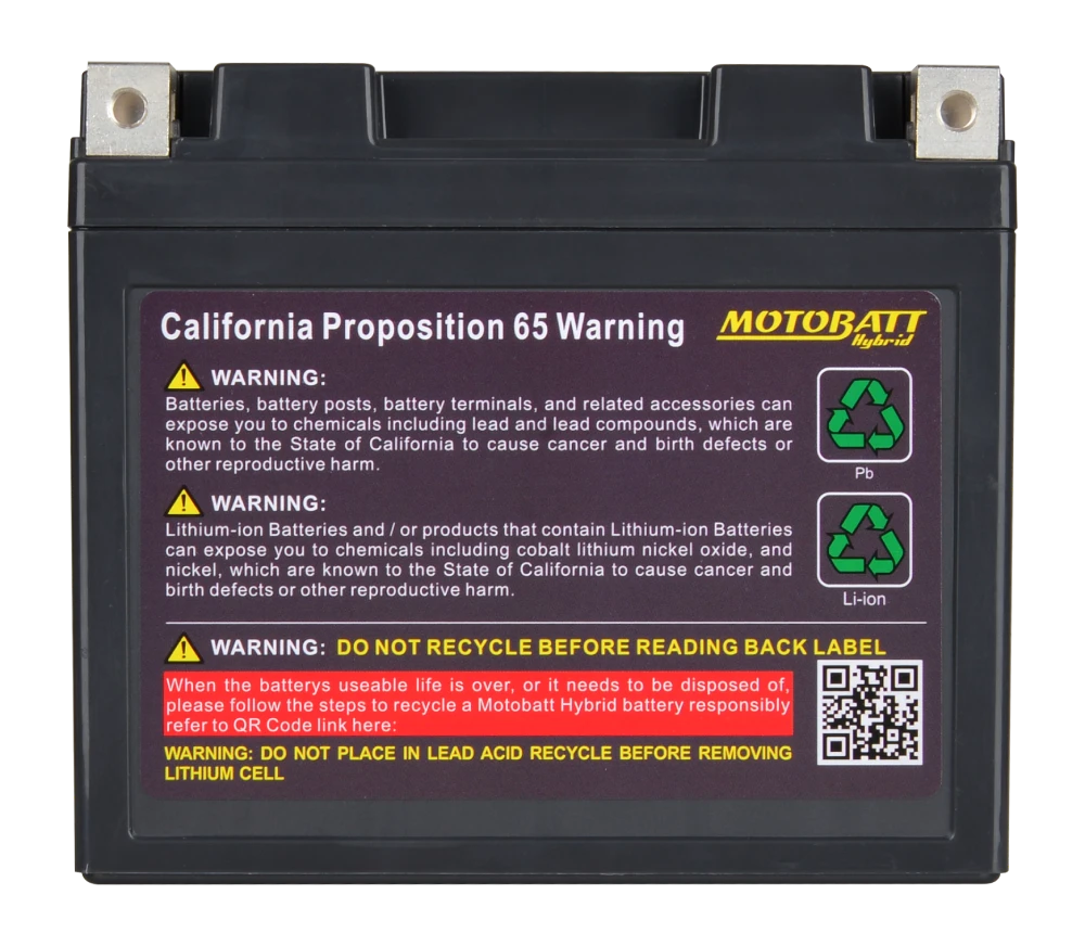 MotoBatt MHTX16 Hybrid 12V Battery for Motorcycles &amp; Powersports, AGM/Lithium Hybrid Technology