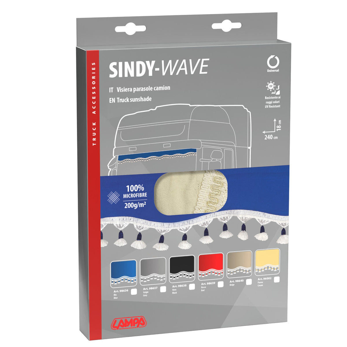 Lampa Sindy Microfiber Sun Visor for Truck - Cream