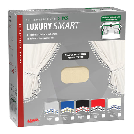 Lampa Luxury Smart, set tende in poliestere per camion - Panna/Blu 96037