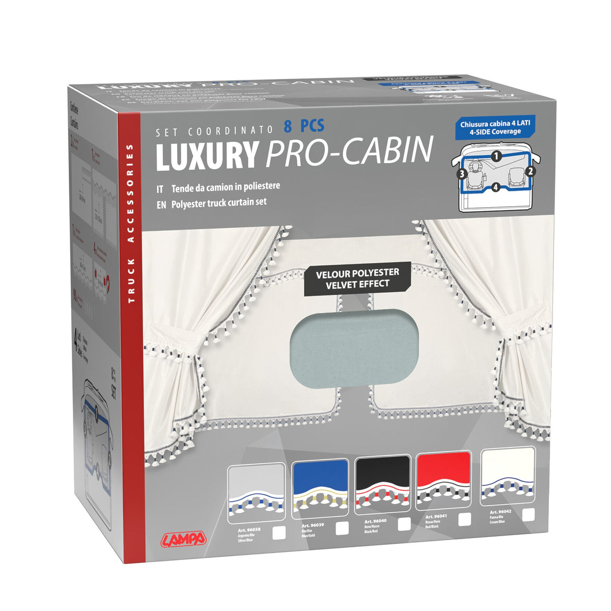Lampa Luxury Pro-Cabin, set tende in poliestere per camion - Argento/Blu 96038