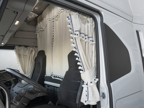 Lampa Luxury Pro-Cabin, set tende in poliestere per camion - Panna/Blu 96042