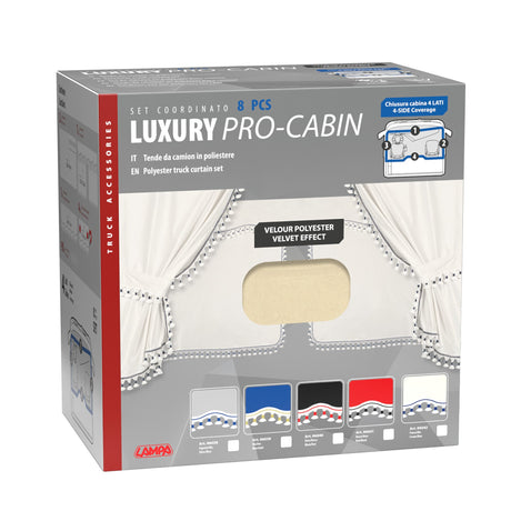 Lampa Luxury Pro-Cabin, set tende in poliestere per camion - Panna/Blu 96042
