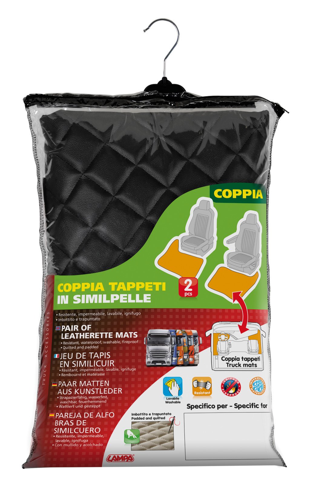 Tappettini Nero Actros MP4 09/11>09/19 cab.lar. sedile pass.piegh. 96135