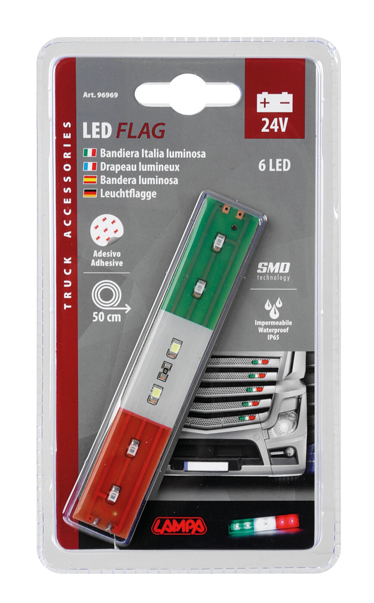 Lampa Bandiera Italia luminosa a 6 led, 24V 96969
