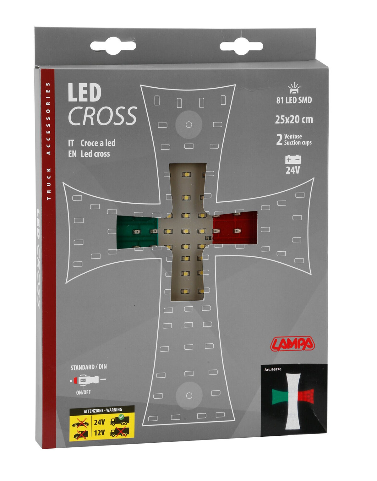 24V LED Cross Lamp Italia for Trucks - 81 SMD LEDs