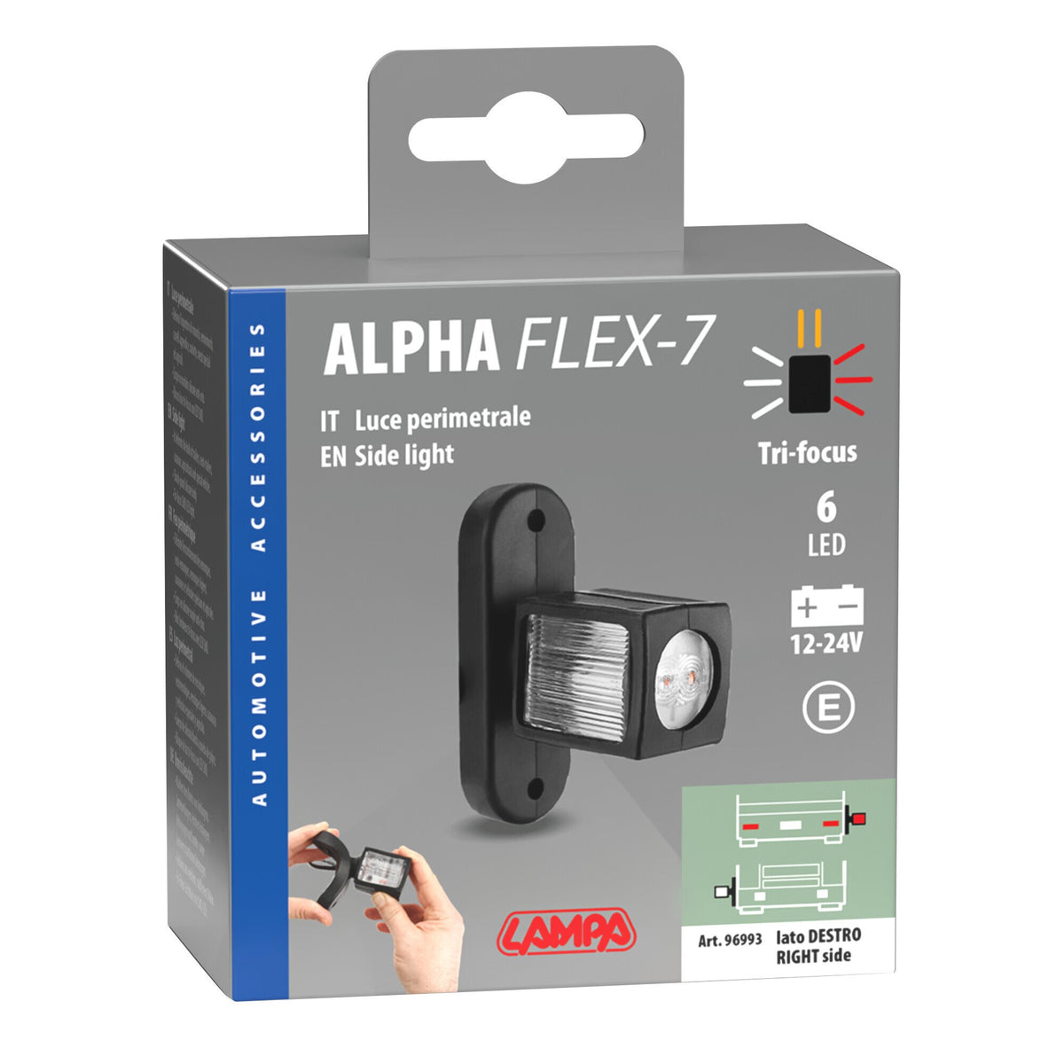 Lampa Alpha Flex 7, luce ingombro - 6 Led - 12/24V - Destra 96993