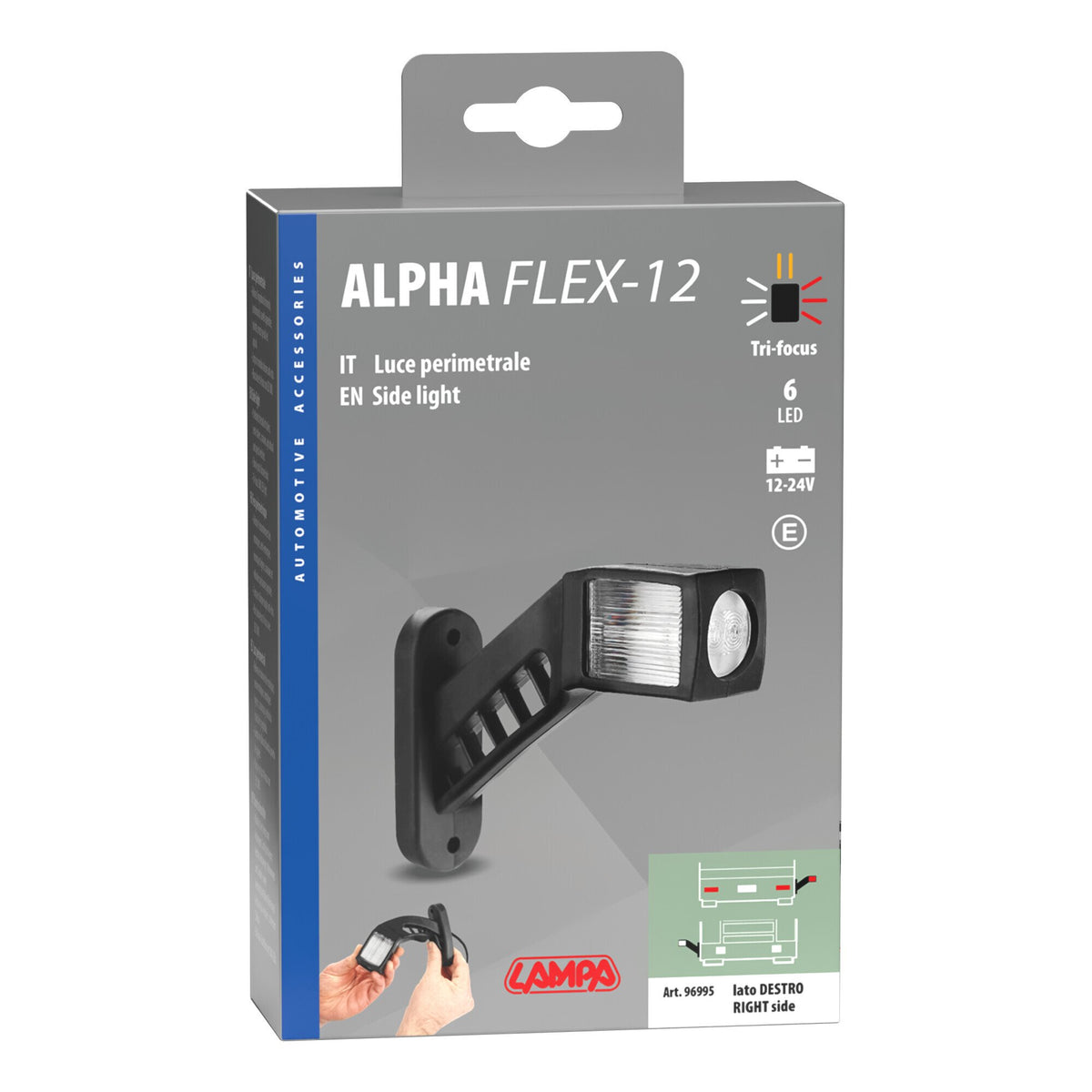 Lampa Alpha Flex 12, luce ingombro - 6 Led - 12/24V - Destra 96995
