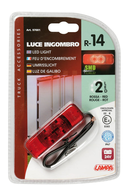 Lampa Luce ingombro a 2 Led, 24V - Rosso 7001 97001