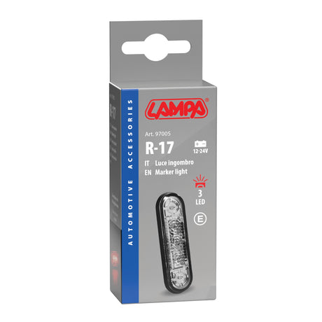Lampa Luce ingombro a 3 Led, montaggio ad incasso, 12/24V - Rosso 97005