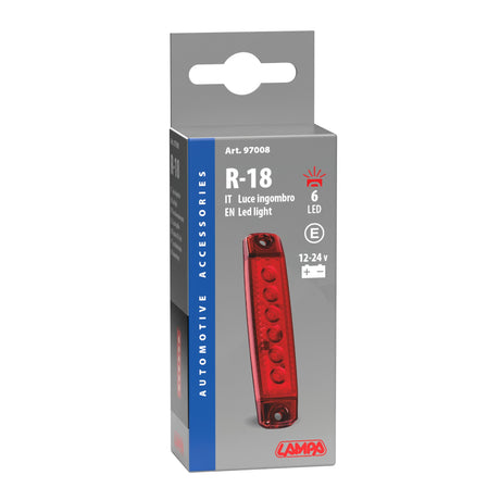 Lampa Luce ingombro a 6 Led, montaggio in superficie,12/24V - Rosso 97008