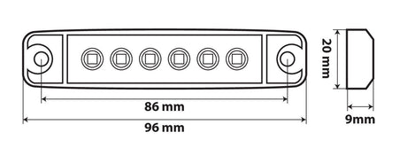 Lampa Luce ingombro a 6 Led, montaggio in superficie,12/24V - Rosso 97008