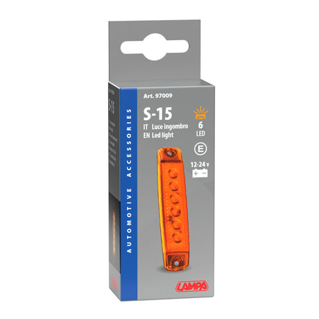 Lampa Luce ingombro a 6 Led, montaggio in superficie,12/24V - Arancio 97009