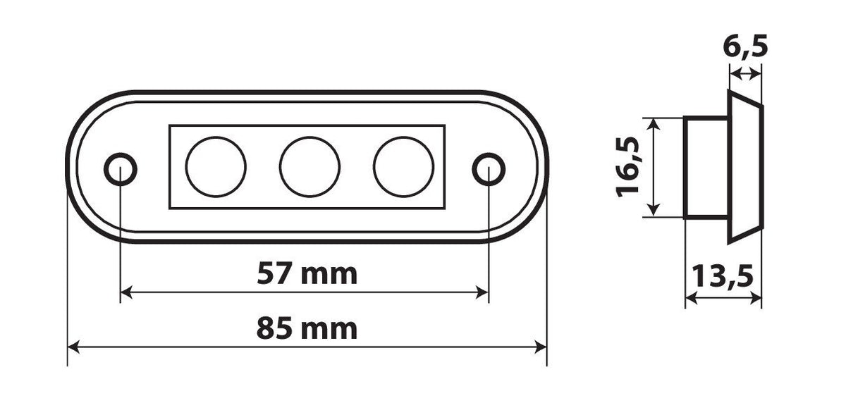 Lampa Luce Ingombro 3 LED 12/24V Bianca Incasso - Conf. da 20 pz