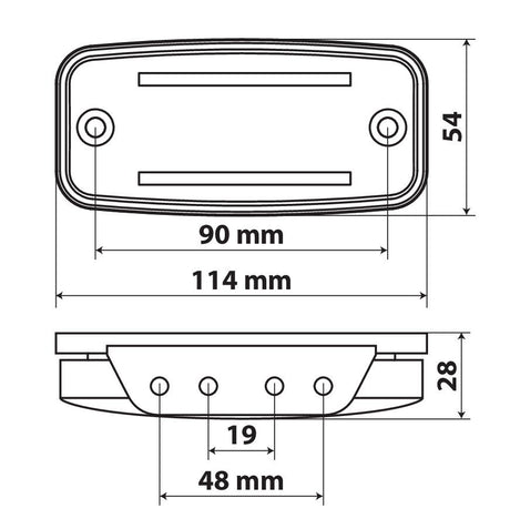 Lampa Luce ingombro con catarifrangente e staffa, 10/30V - 2 Led - Arancio 97021