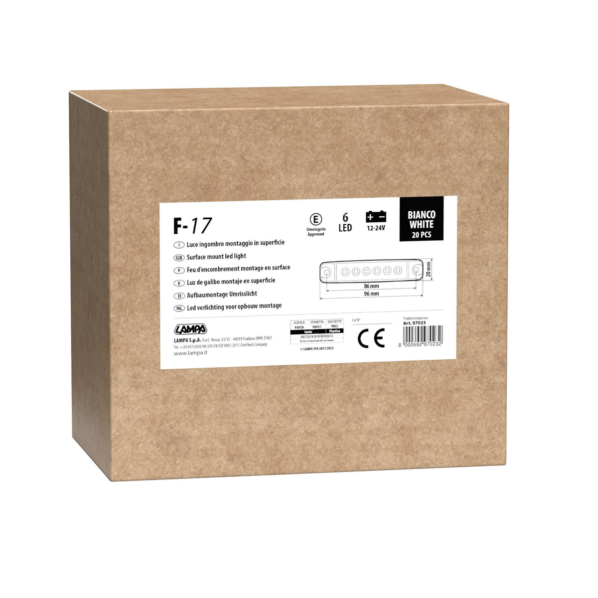 Lampa Luce Ingombro 6 LED 12/24V Bianca - Conf. da 20 pz