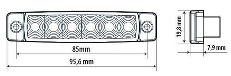 Lampa Luce ingombro - 6 Led - 12/24V - Rosso 97036