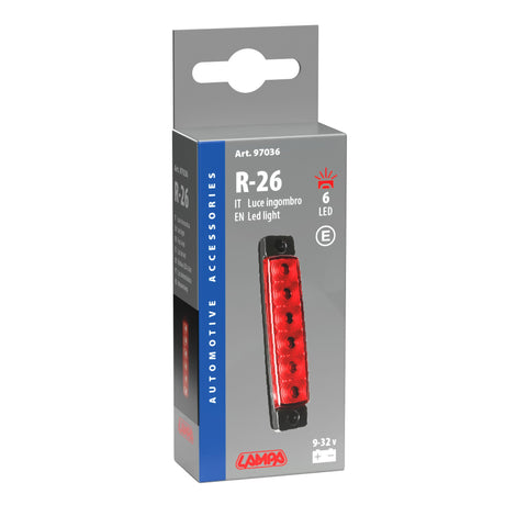 Lampa Luce ingombro - 6 Led - 12/24V - Rosso 97036