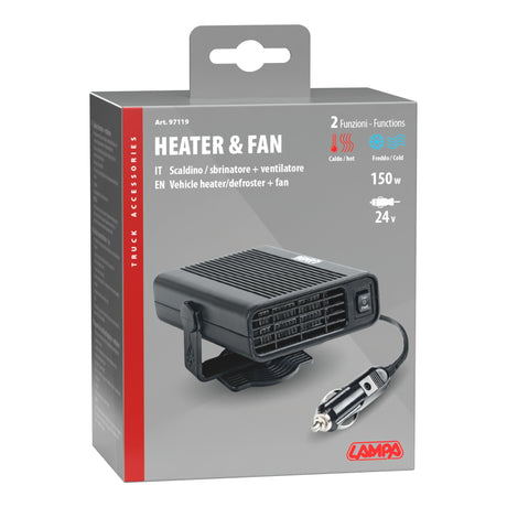 Termoventilatore 24V per camion 150W, scaldino e sbrinatore  Lampa Heater & Fan 97119