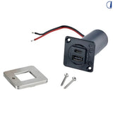 Di-Tec Presa USB-A e USB-C a giorno 12/24V cornice inox 40x40 mm