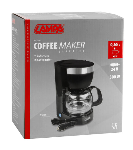 Macchina caffè filtro 24V per camion 4-6 tazze 300W  Lampa Coffee Maker Liberica 97132