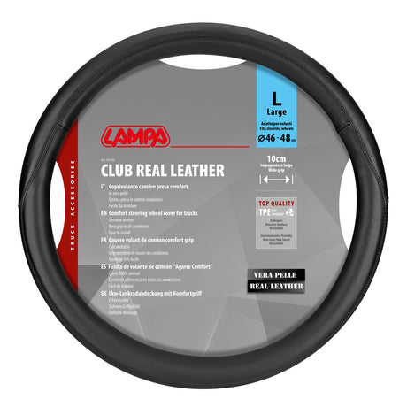 Lampa Club, coprivolante in vera pelle - L -  46/48 cm - Nero 97165