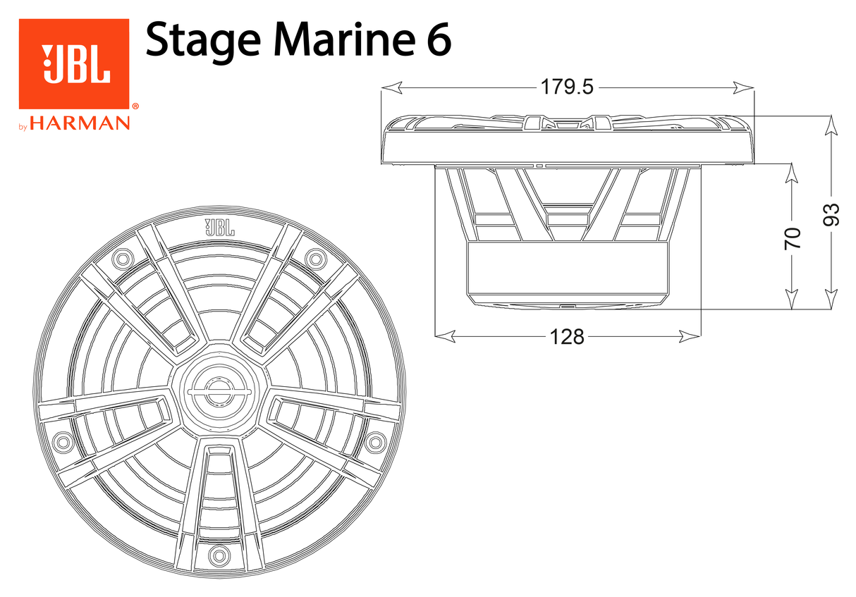 JBL Stage Marine  Speaker Marini ad Alte Prestazioni STAGE 6" (160 mm)