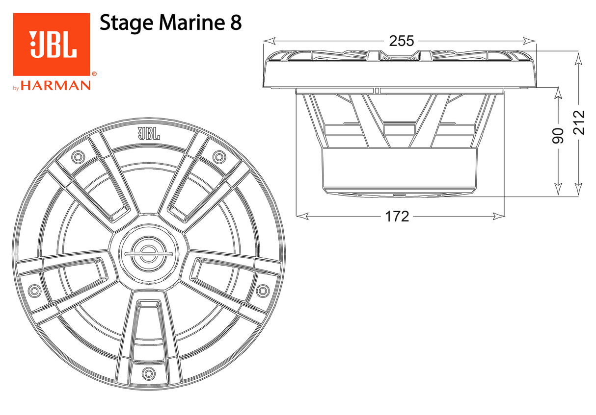 JBL Stage Marine  Speaker Marini ad Alte Prestazioni STAGE 8" (200 mm)