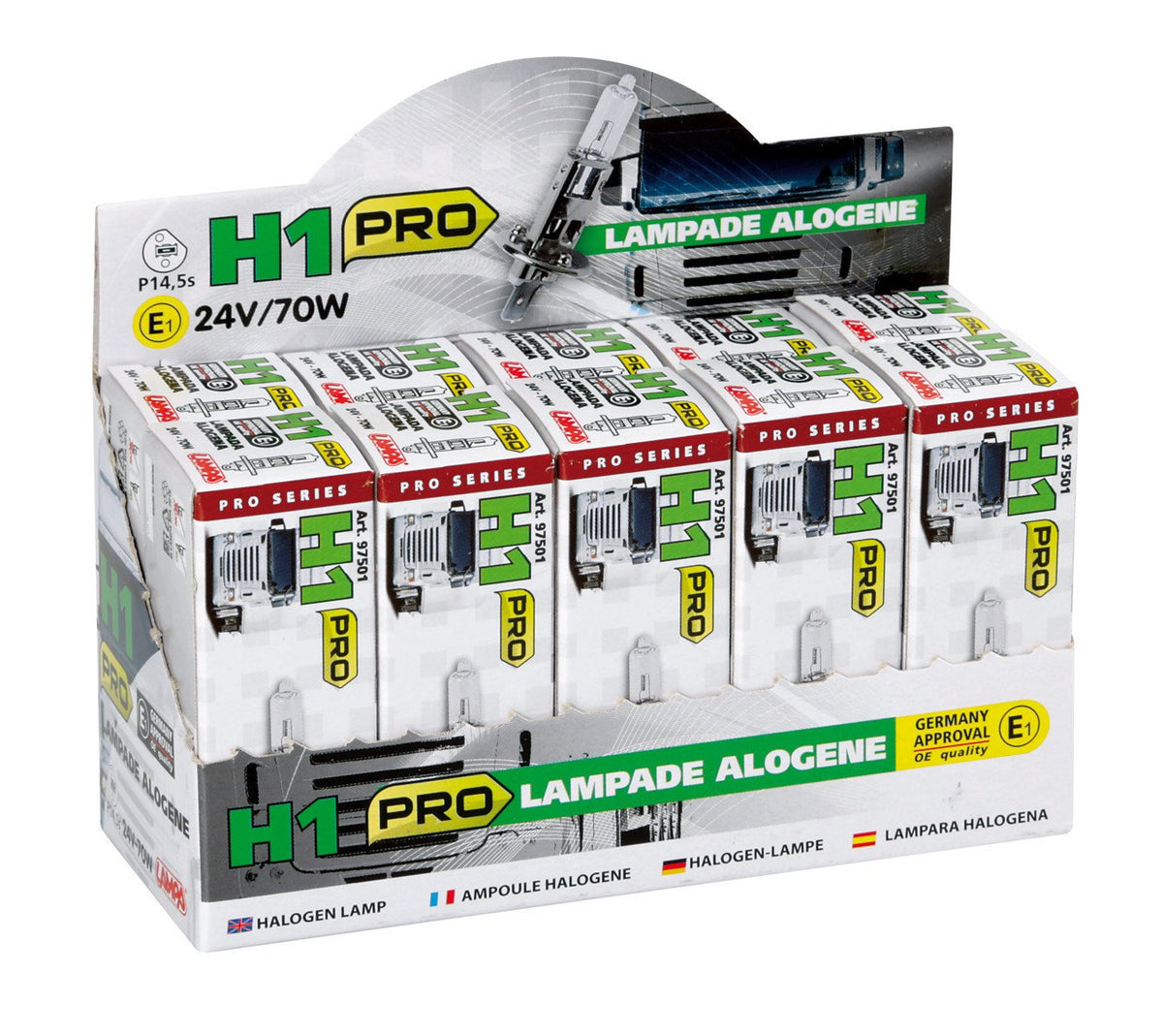 Lampa 24V Lampada alogena Pro - H1 - 70W - P14,5s - 1 pz - Scatola 97501