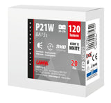Pilot 24/28V Led Series - 8 SMD x 1 chip - (P21W) - BA15s - 20 pz - Scatola - Bianco - Doppia polarità